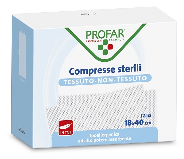 GARZA COMPRESSA TESSUTO NON TESSUTO 18X40 CM 12 PEZZI PROFAR - latuafarmacia.org