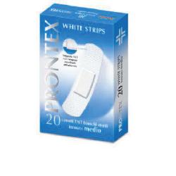 CEROTTO PRONTEX WHITE STRIPS IN TESSUTO NON TESSUTO BIANCO STERILE SCATOLA 20 CEROTTI MEDI - latuafarmacia.org