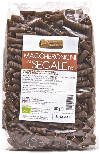 MACCHERONCINI RIGATI DI SEGALE BIO 500 G - latuafarmacia.org