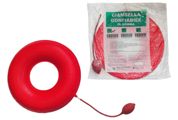 CIAMBELLA GONFIABILE PER INVALIDI IN GOMMA ROSSA TEAM DELUXE CON POMPA 40CM DIAMETRO - latuafarmacia.org