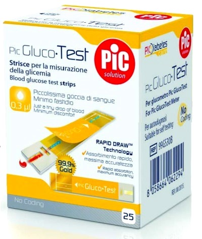 STRISCE MISURAZIONE GLICEMIA PIC GLUCOTEST 25 PEZZI - latuafarmacia.org