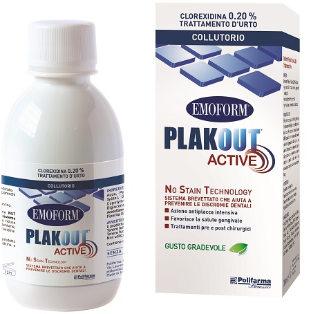 EMOFORM PLAK OUT ACTIVE CLOREXIDINA 0,20% COLLUTORIO 200 ML - latuafarmacia.org