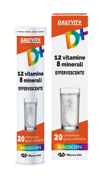 MASSIGEN DAILYVIT 12 VITAMINE 8 MINERALI EFFERVESCENTE 20 COMPRESSE - latuafarmacia.org