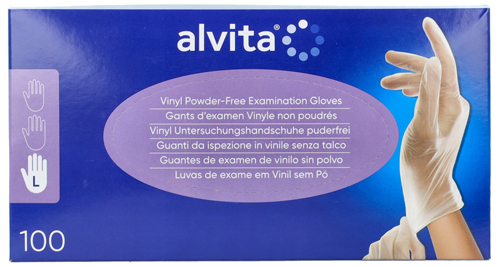 GUANTI DA ISPEZIONE ALVITA IN VINILE SENZA TALCO L 100 PEZZI - latuafarmacia.org