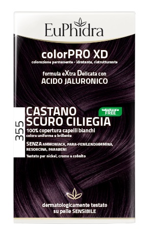 EUPHIDRA COLORPRO XD 355 CASTANO SCURO CILIEGIA GEL COLORANTE CAPELLI IN FLACONE + ATTIVANTE + BALSAMO + GUANTI - latuafarmacia.org
