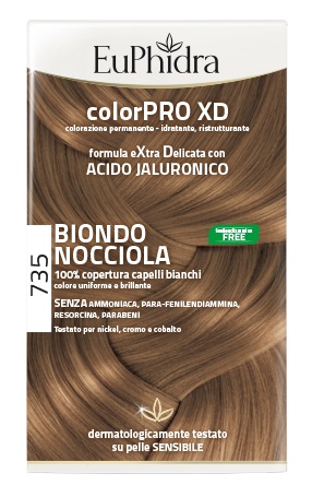 EUPHIDRA COLORPRO XD 735 BIONDO NOCCIOLA GEL COLORANTE CAPELLI IN FLACONE + ATTIVANTE + BALSAMO + GUANTI - latuafarmacia.org