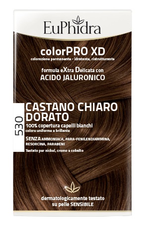 EUPHIDRA COLORPRO XD 530 CASTANO CHIARO DORATO GEL COLORANTE CAPELLI IN FLACONE + ATTIVANTE + BALSAMO + GUANTI - latuafarmacia.org