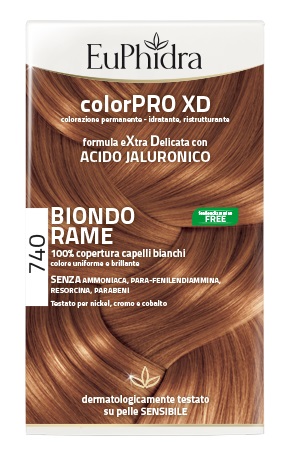 EUPHIDRA COLORPRO XD 740 BIONDO RAME GEL COLORANTE CAPELLI IN FLACONE + ATTIVANTE + BALSAMO + GUANTI - latuafarmacia.org