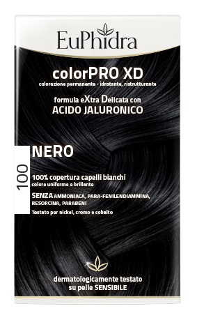 EUPHIDRA COLORPRO XD 100 NERO GEL COLORANTE CAPELLI IN FLACONE + ATTIVANTE + BALSAMO + GUANTI - latuafarmacia.org