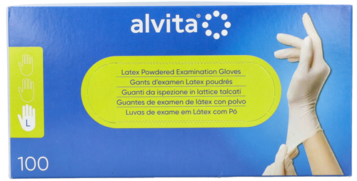 GUANTI DA ISPEZIONE ALVITA IN LATTICE TALCATI L 100 PEZZI - latuafarmacia.org