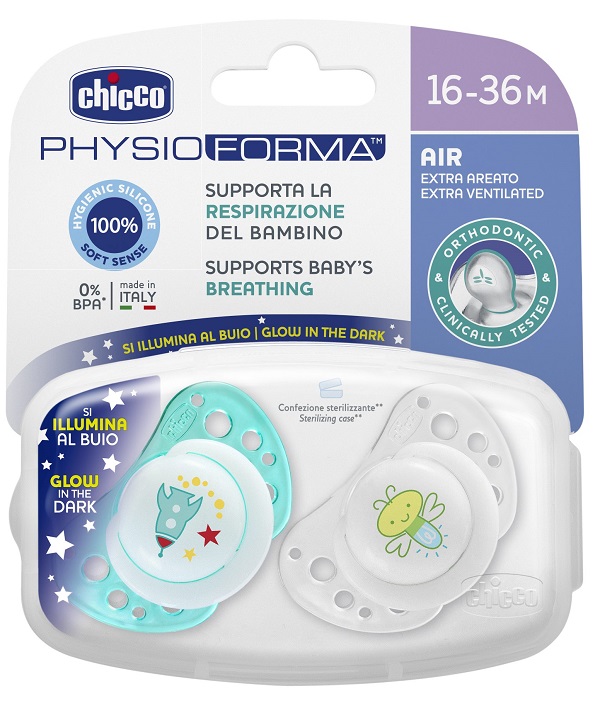 CHICCO SUCCHIETTO AIR LUMI IN SILICONE 16-36 MESI 2 PEZZI - latuafarmacia.org