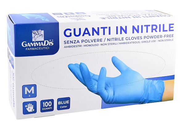 GUANTI NITRILE SENZA POLVERE MEDIUM 100 PEZZI GAMMADIS - latuafarmacia.org