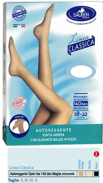 SAUBER AUTOREGGENTE OPEN TOE MAGLIA MICRORETE 140 DEN COLORE NEUTRO BEIGE TAGLIA 4 LINEA CLASSICA - latuafarmacia.org