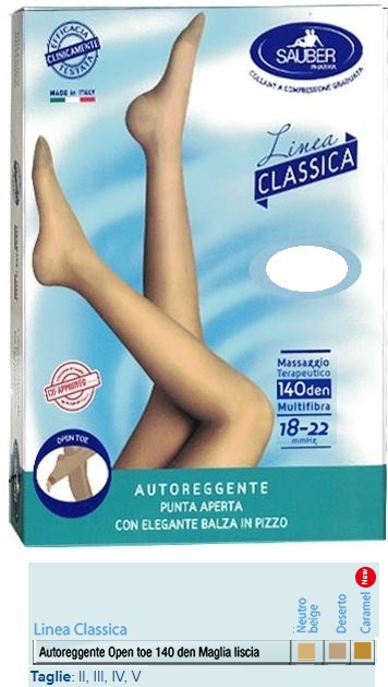 SAUBER AUTOREGGENTE OPEN TOE MAGLIA LISCIA 140 DEN COLORE NEUTRO BEIGE TAGLIA 3 LINEA CLASSICA - latuafarmacia.org