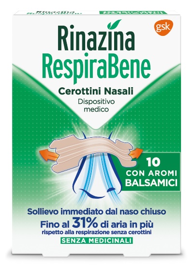 RINAZINA RESPIRABENE CEROTTI NASALI CON AROMI BALSAMICI CARTON 10 PEZZI - latuafarmacia.org