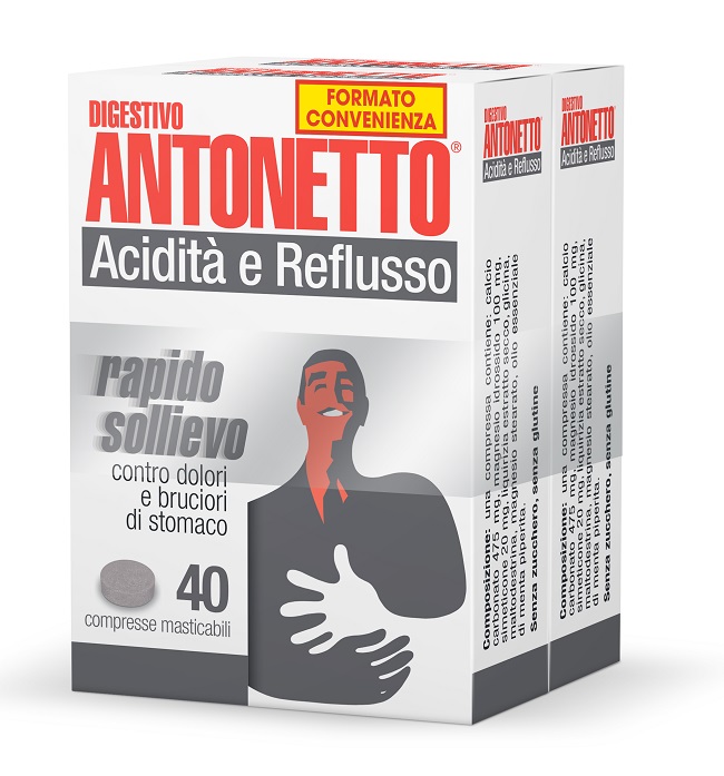 DIGESTIVO ANTONETTO ACIDITA' E REFLUSSO 80 COMPRESSE MASTICABILI 2 ASTUCCI DA 40 COMPRESSE - latuafarmacia.org
