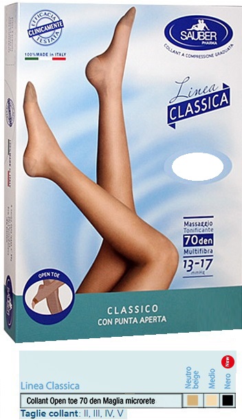 SAUBER COLLANT OPEN TOE MAGLIA MICRORETE 70 DEN COLORE NERO TAGLIA 4 LINEA CLASSICA - latuafarmacia.org