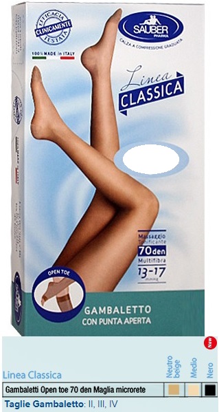 SAUBER GAMBALETTO OPEN TOE MAGLIA MICRORETE 70 DEN COLORE NERO TAGLIA 4 LINEA CLASSICA - latuafarmacia.org