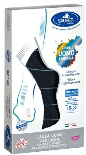 SAUBER CALZA UOMO FANTASIA Q-SKIN 140 DEN BLU RIGA SOTTILE GHIACCIO TAGLIA M - latuafarmacia.org