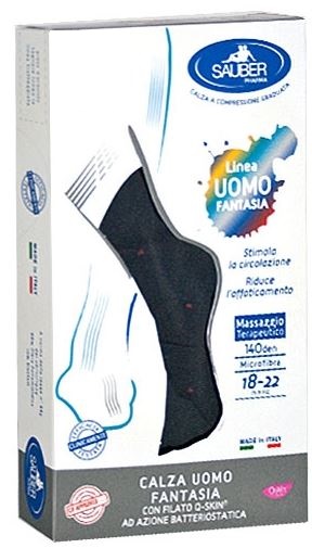 SAUBER CALZA UOMO FANTASIA Q-SKIN 140 DEN BLU POIS ROSSI TAGLIA P - latuafarmacia.org