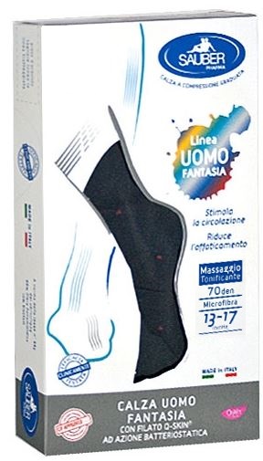 SAUBER CALZA UOMO FANTASIA Q-SKIN 70 DEN BLU POIS ROSSI TAGLIA P - latuafarmacia.org