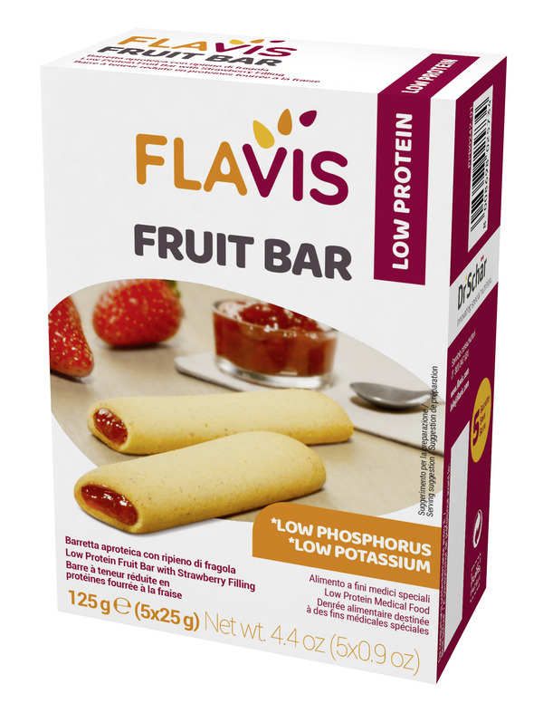 FLAVIS FRUIT BAR BARRETTA APROTEICA CON RIPIENO DI FRAGOLA 5 PEZZI DA 25 G - latuafarmacia.org