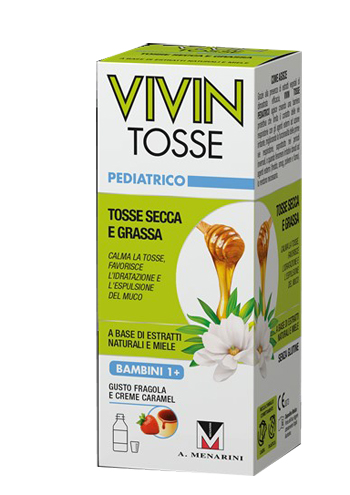 VIVIN TOSSE PEDIATRICO SCIROPPO PER TOSSE SECCA E GRASSA GUSTO FRAGOLA E CREME CARAMEL 150 ML - latuafarmacia.org