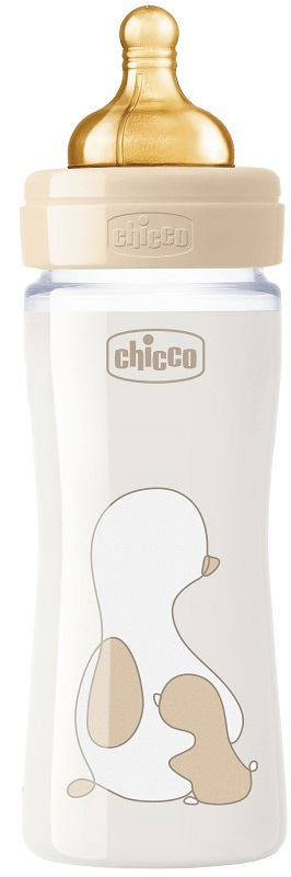 CHICCO BIBERON ORIGINAL 240ML VETRO 1 FORO 1 FORO UNISEX CON TETTARELLA IN CAUCCIU' - latuafarmacia.org