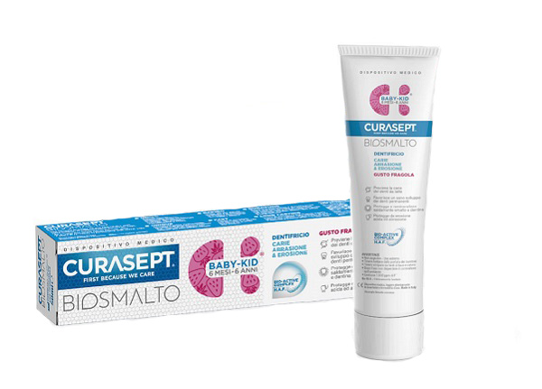 CURASEPT BIOSMALTO DENTIFRICIO BABY KID FRAGOLA CARIE ABRASIONE & EROSIONE 50 ML - latuafarmacia.org