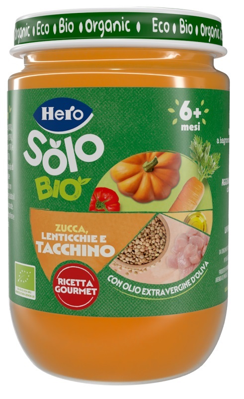 HERO SOLO OMOGENEIZZATO ZUCCHINE LENTICCHIE TACCHINO 100% BIO 190G - latuafarmacia.org