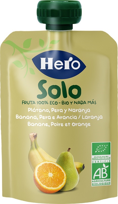 HERO SOLO FRUTTA FRULLATA 100% BIO BANANA PERA ARANCIA 100 G - latuafarmacia.org