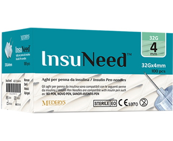 AGO PENNA SOMMINISTRAZIONE INSULINA INSUNEED GAUGE 32 4MM 100 PEZZI - latuafarmacia.org