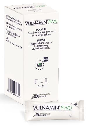 VULNAMIN PWD MEDICAZIONE INTERATTIVA IN POLVERE DI SODIO JALURONATO E AMINOACIDI 2 STICK PACK - latuafarmacia.org
